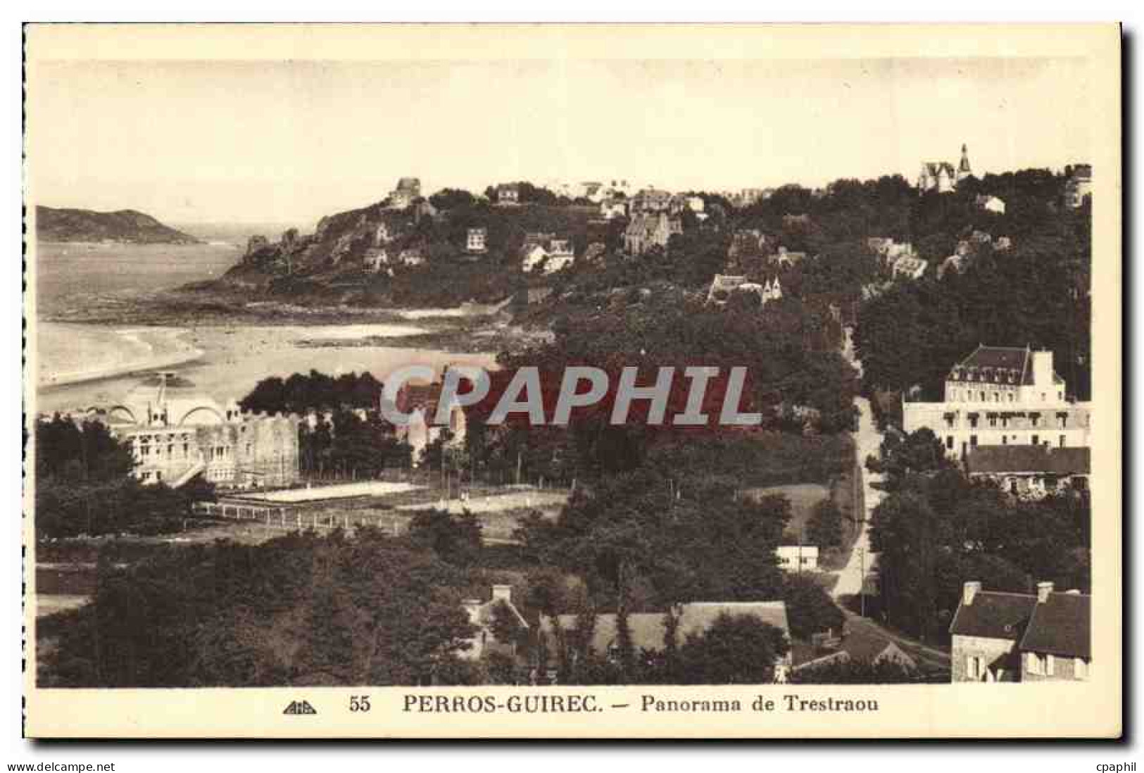 CPA Perros Guirec Panorama de Trestraou Tennis