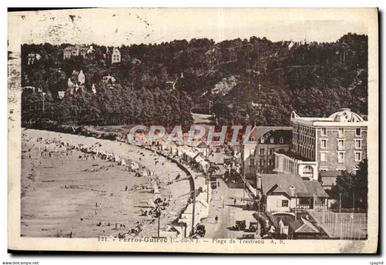 CPA Perros Guirec Plage de Trestraou