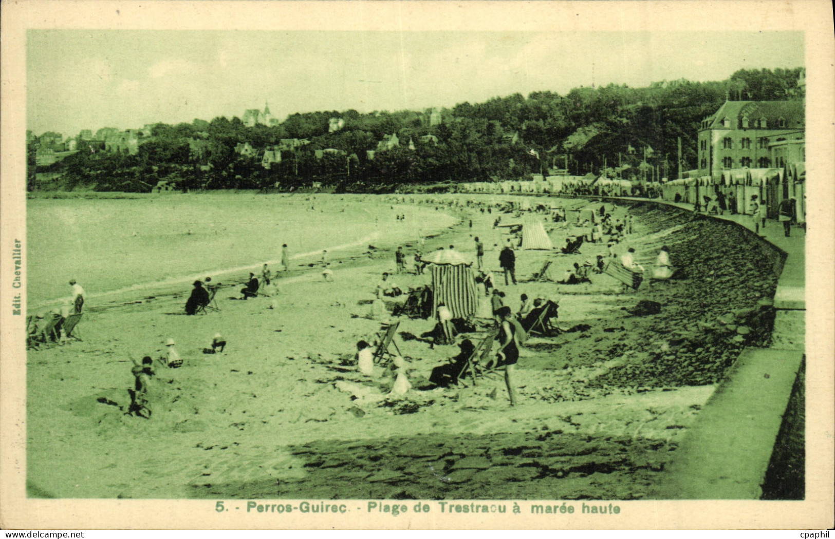 CPA Perros Guirec Plage de Trestraou a Maree Haute
