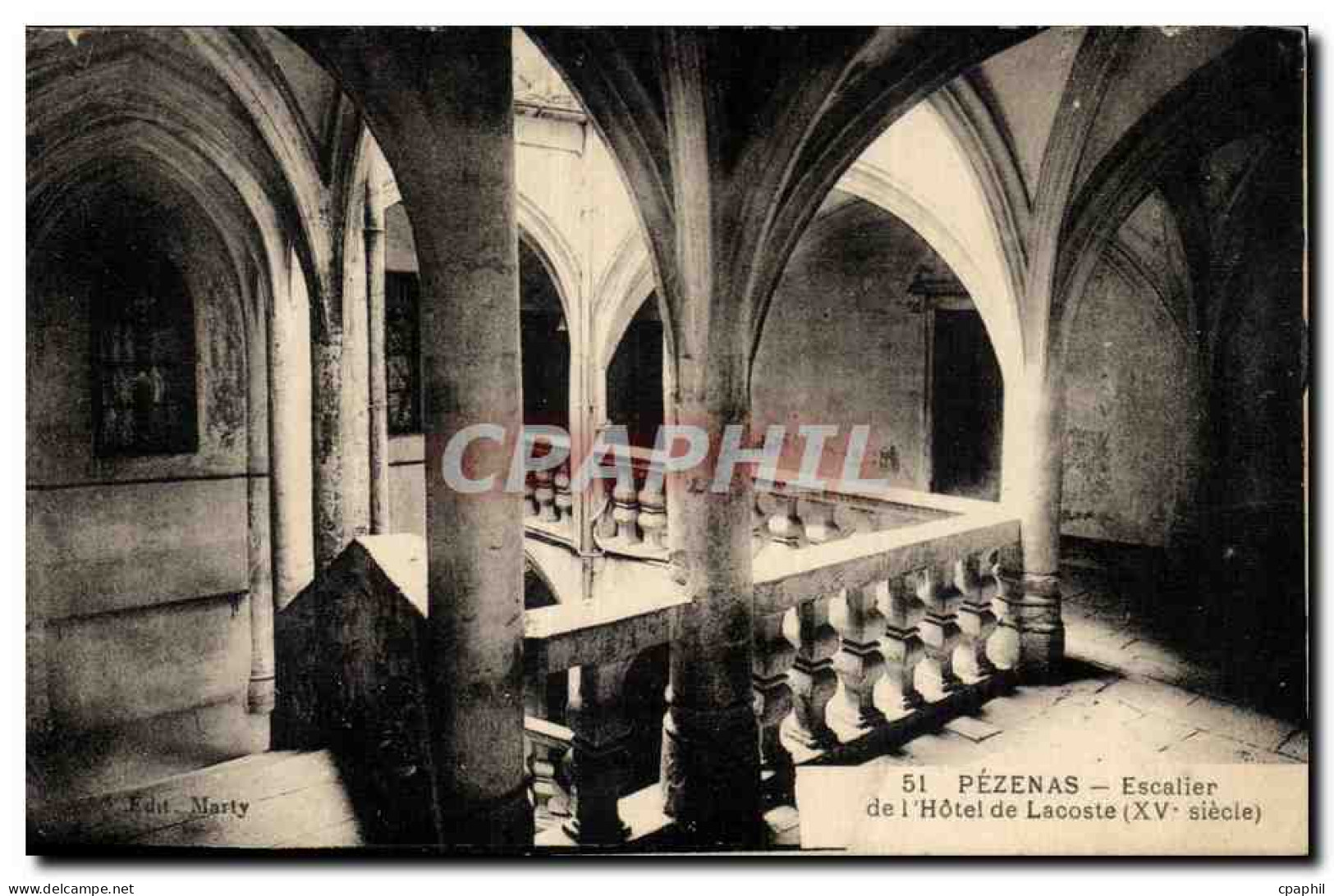 CPA Pezenas Escalier de l'hotel de Lacoste