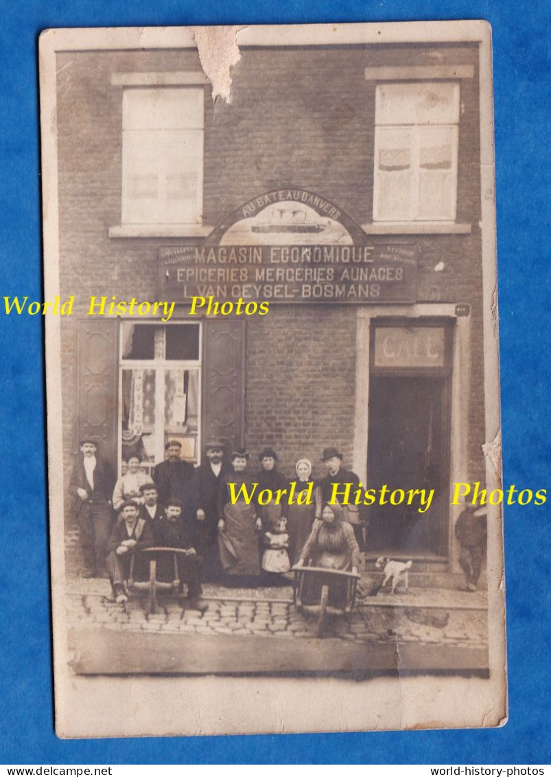 CPA photo - BELGIQUE à situer - EPPEGEM ? ZEMST ? - Magasin AU BATEAU D' ANVERS - Van Geysel / Bosmans - Café