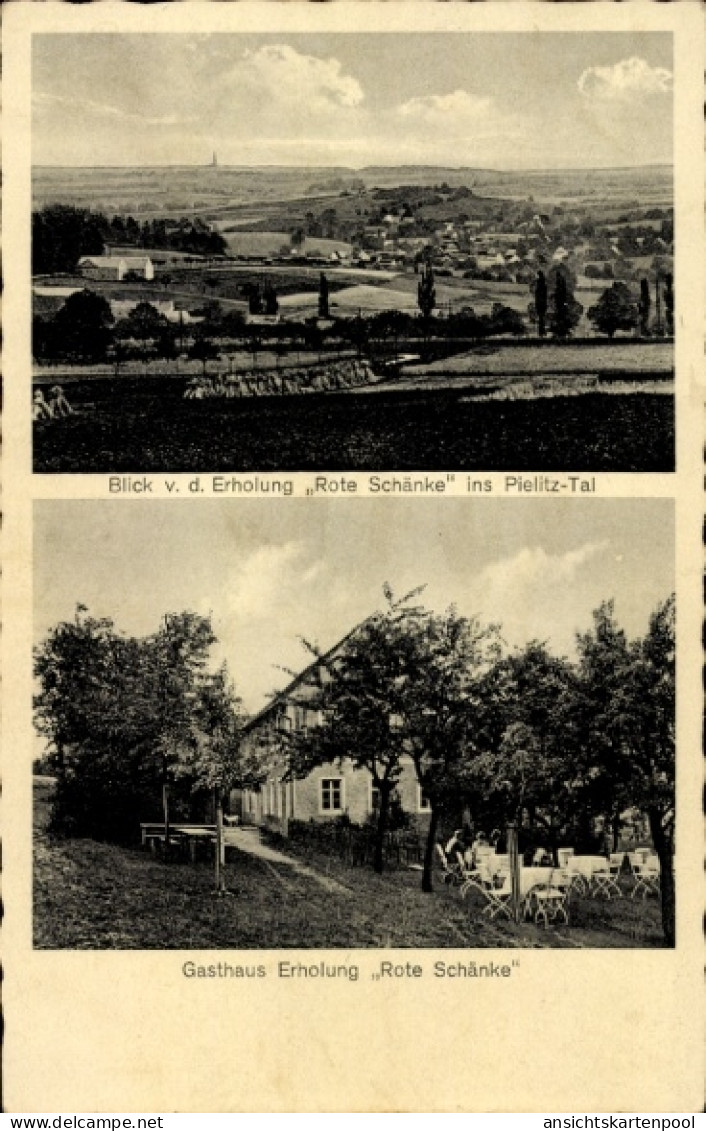 CPA Pielitz Kubschütz, Blick von der Rote Schänke, Pielitztal, Gasthaus, Bes. Karl Schramm