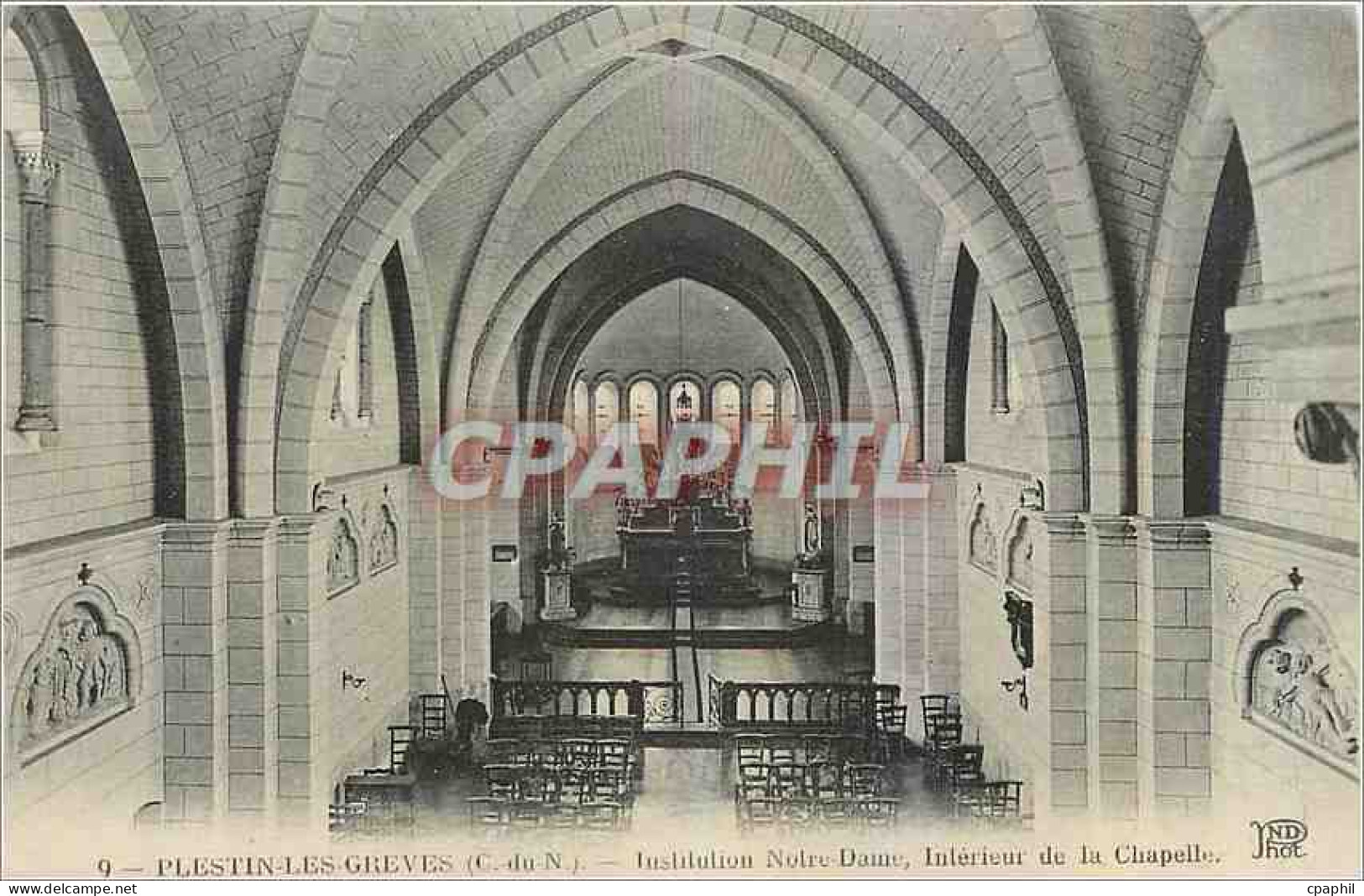 CPA Plestin les Greves C du N Institution Notre Dame Interieur de la Chapelle