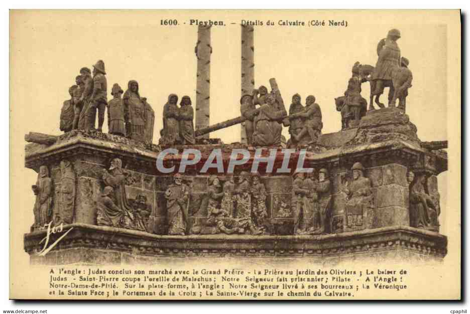 CPA Pleyben Details du Calvaire