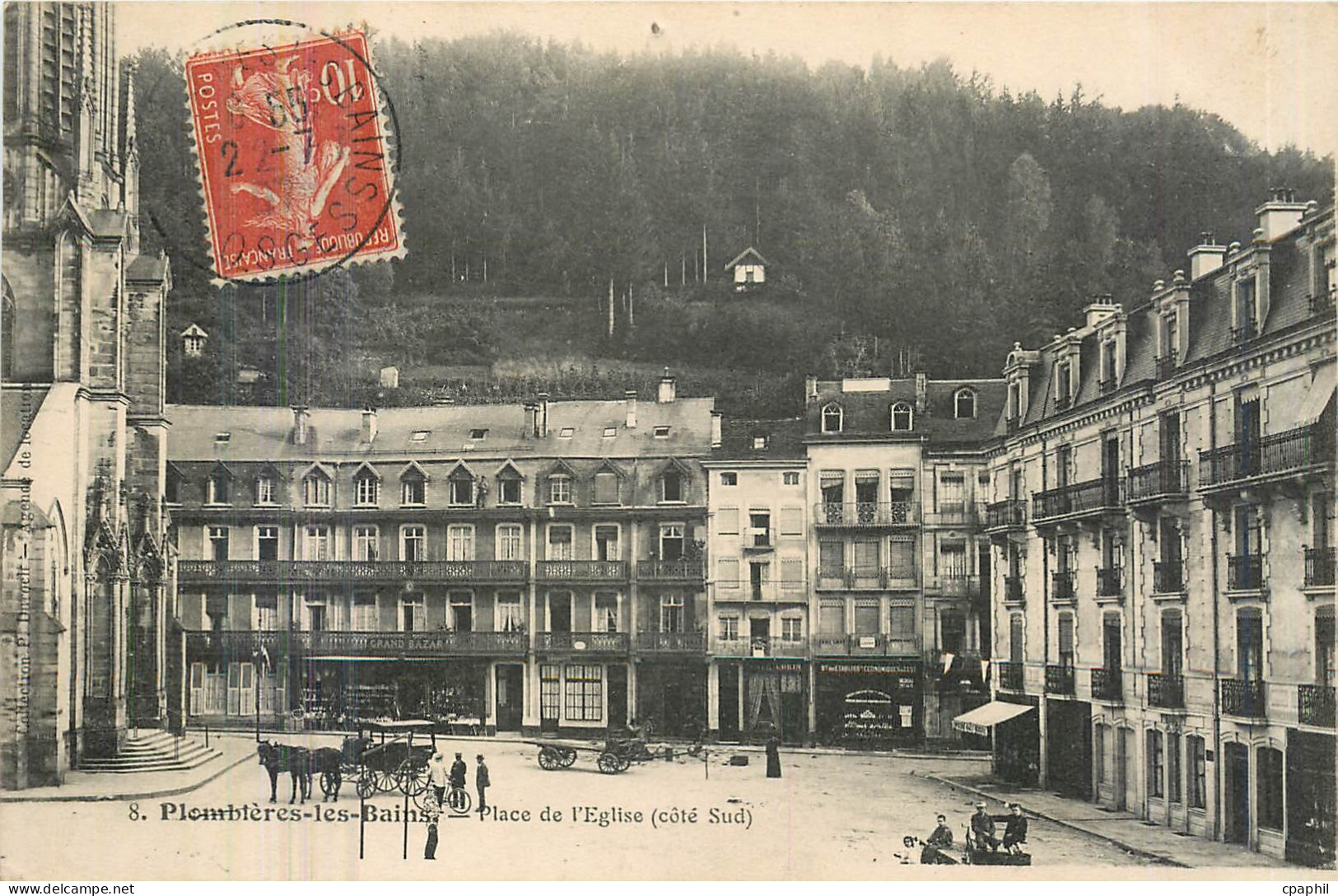 CPA Plombieres les Bains Place de l'Eglise cote Sud