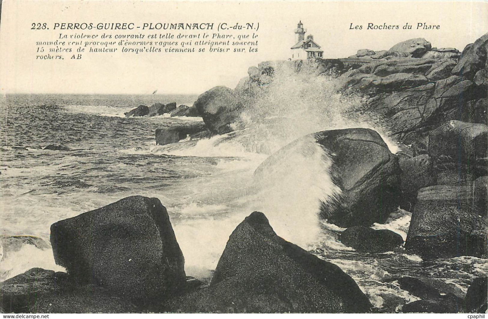 CPA PLOUMANAC'H-Tempete au Rocher du Diable