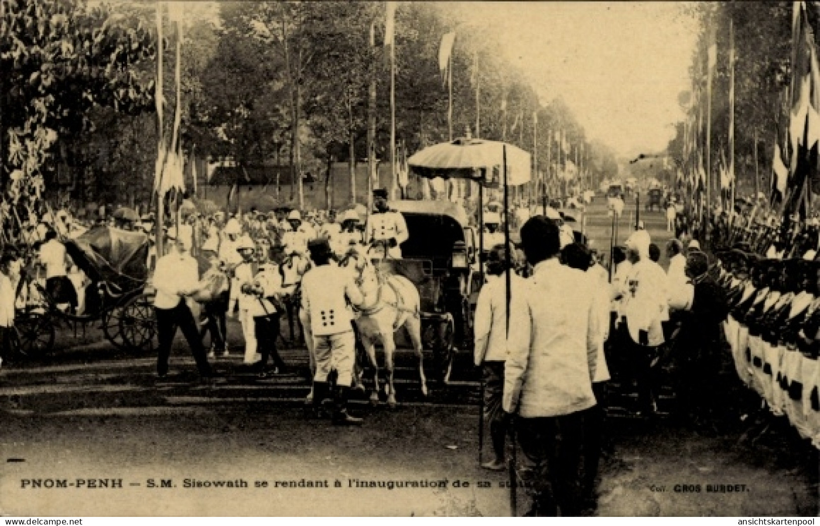 CPA Pnom Penh Kambodscha, SM Sisowath auf dem Weg zur Einweihung