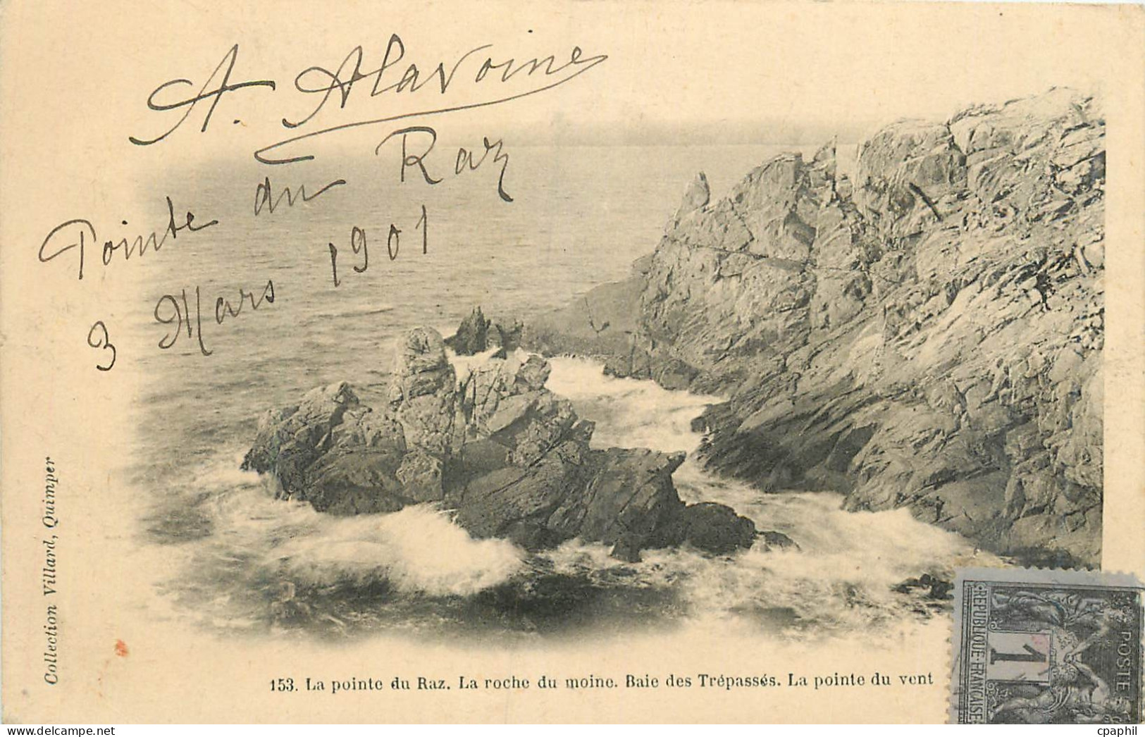 CPA Pointe du Raz La Roche du Moine Baie des Trepasses La Pointe du Vent