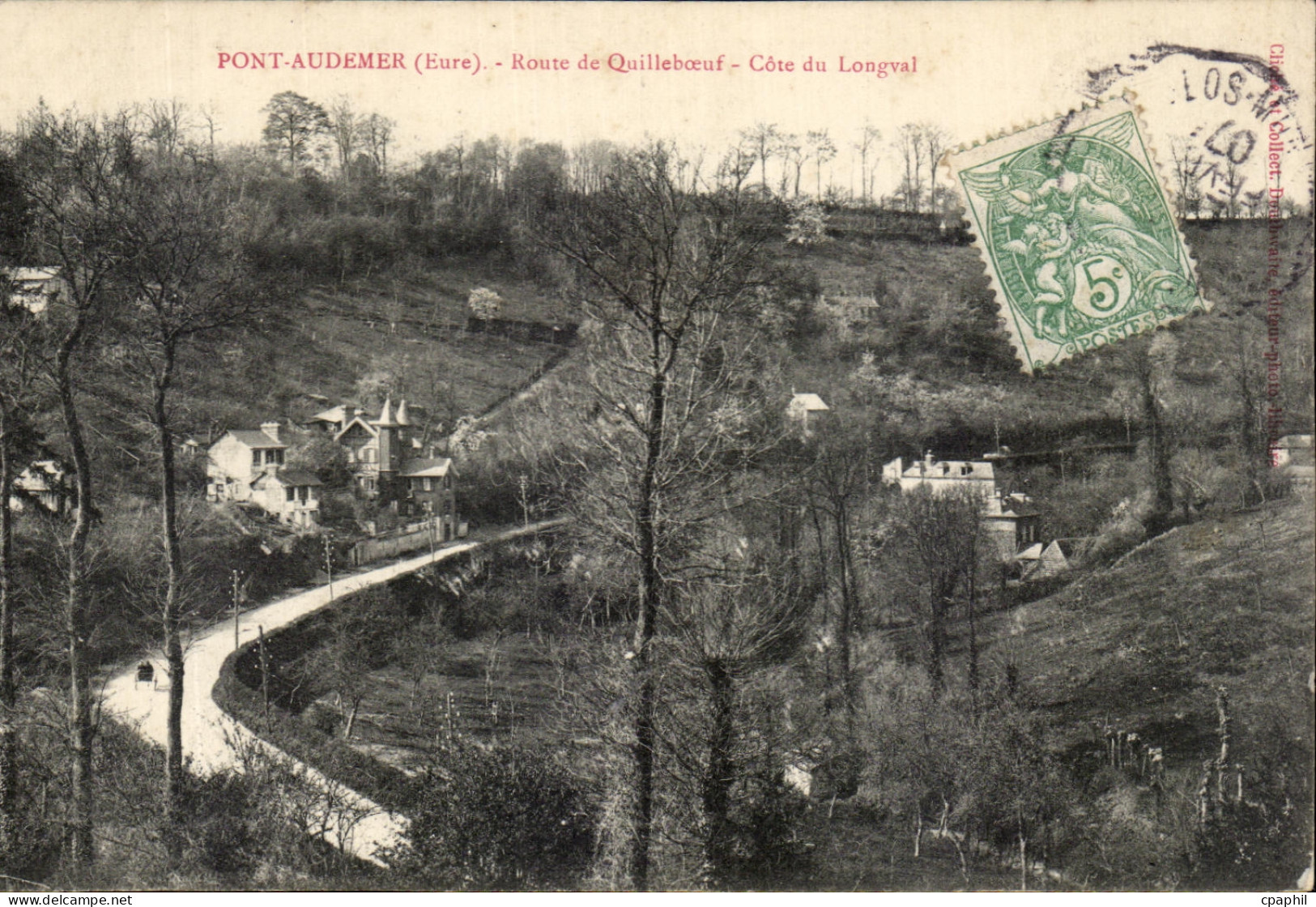 CPA Pont Audemer Route de Quilleboeuf Cote du Longval