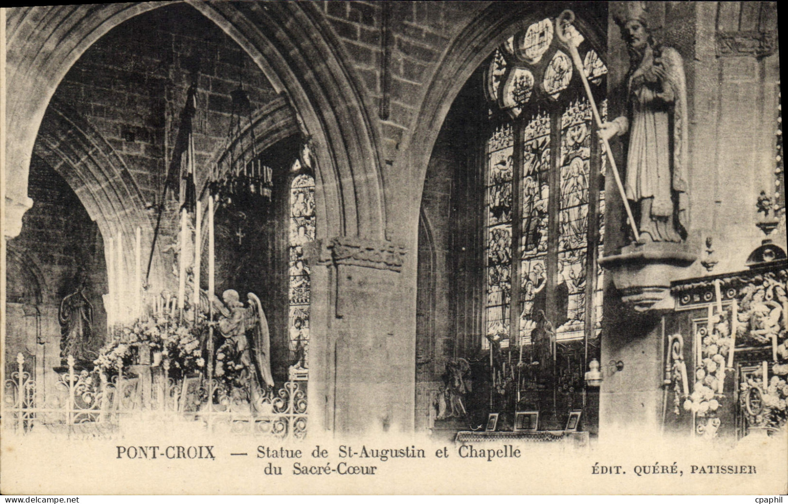 CPA Pont Croix statue de St Augustin et chapelle du Sacre Coeur