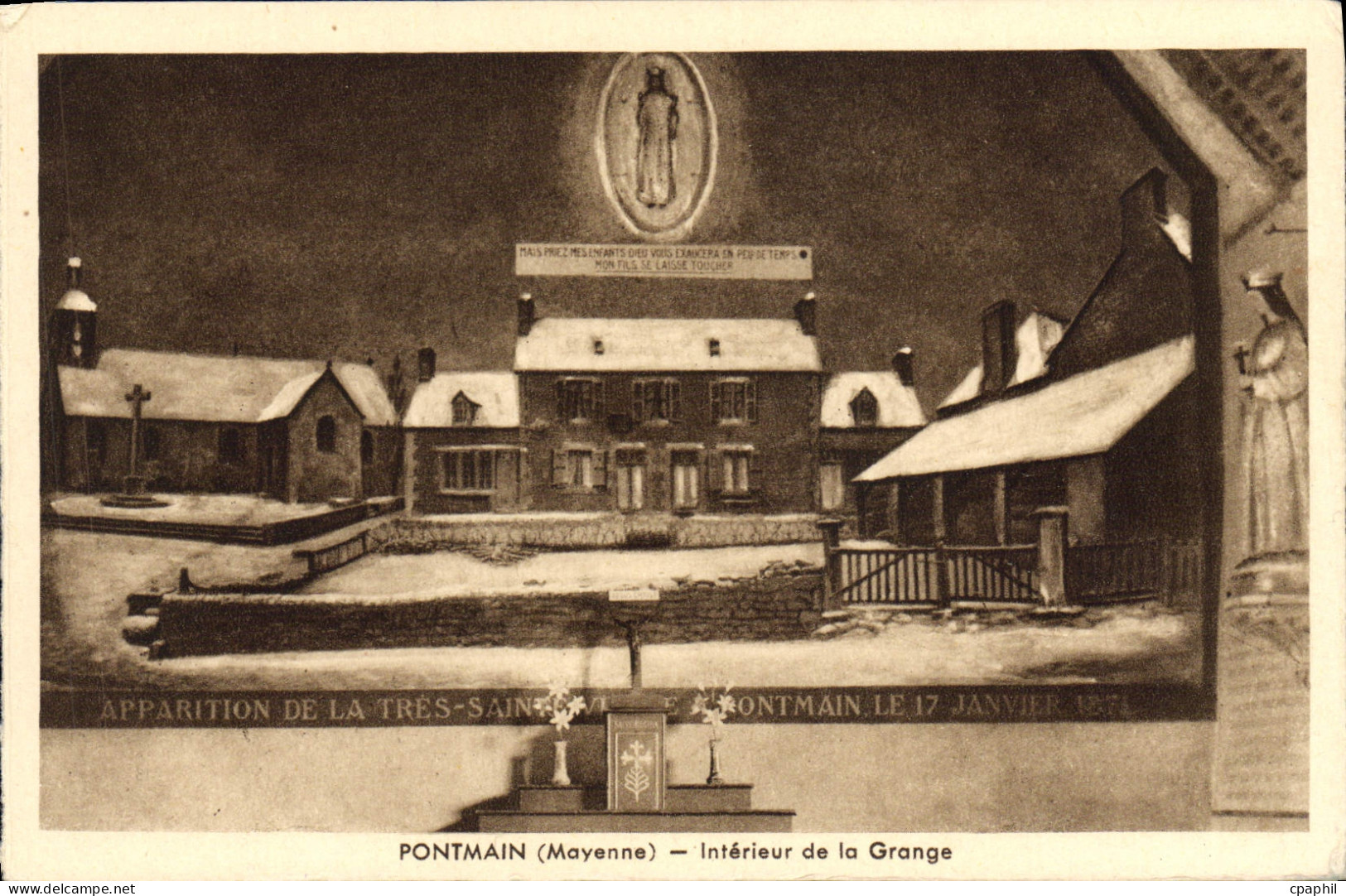 CPA Pontmain Interieur de la Grange