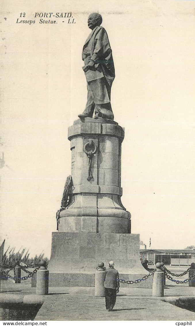 CPA Port Said Lesseps Statue