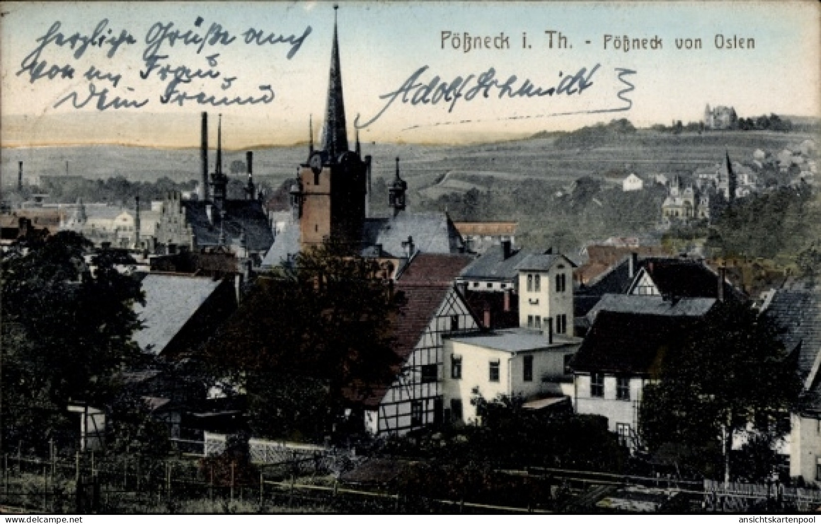 CPA Pößneck in Thüringen, Pößneck i. Th., Pößneck von Osten