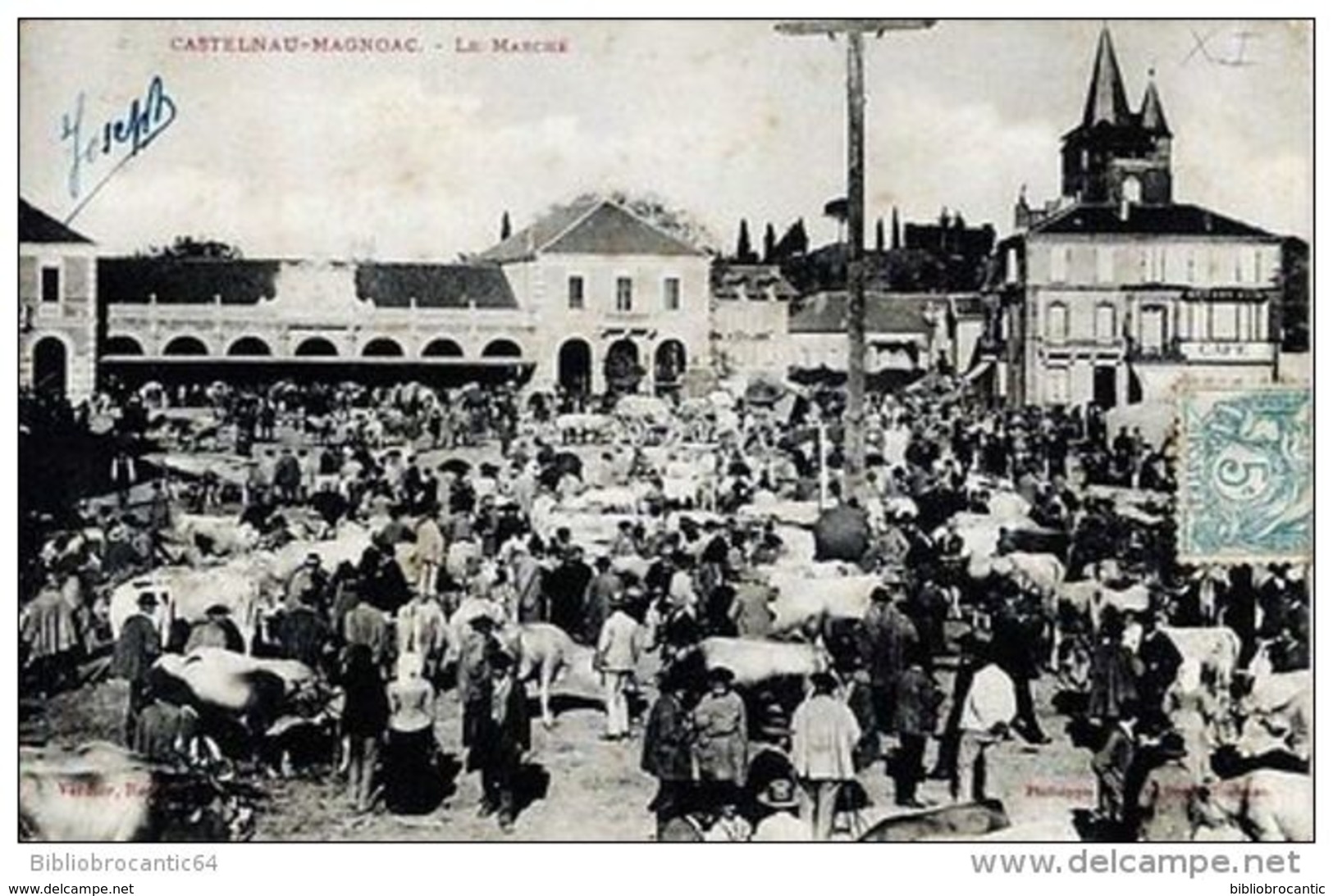 Cpa Précurseur - D65 < CASTELNAU-MAGNOAC - Vue Animée du MARCHE