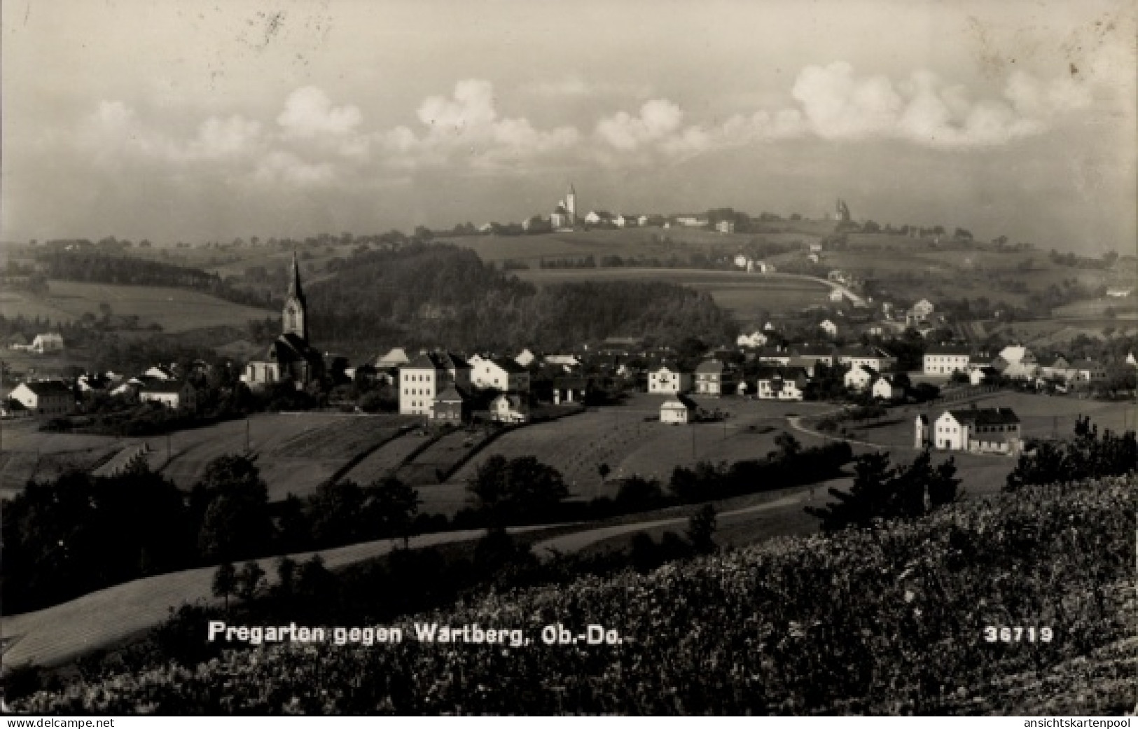 CPA Pregarten in Oberösterreich, Panoramablick gegen Wartberg
