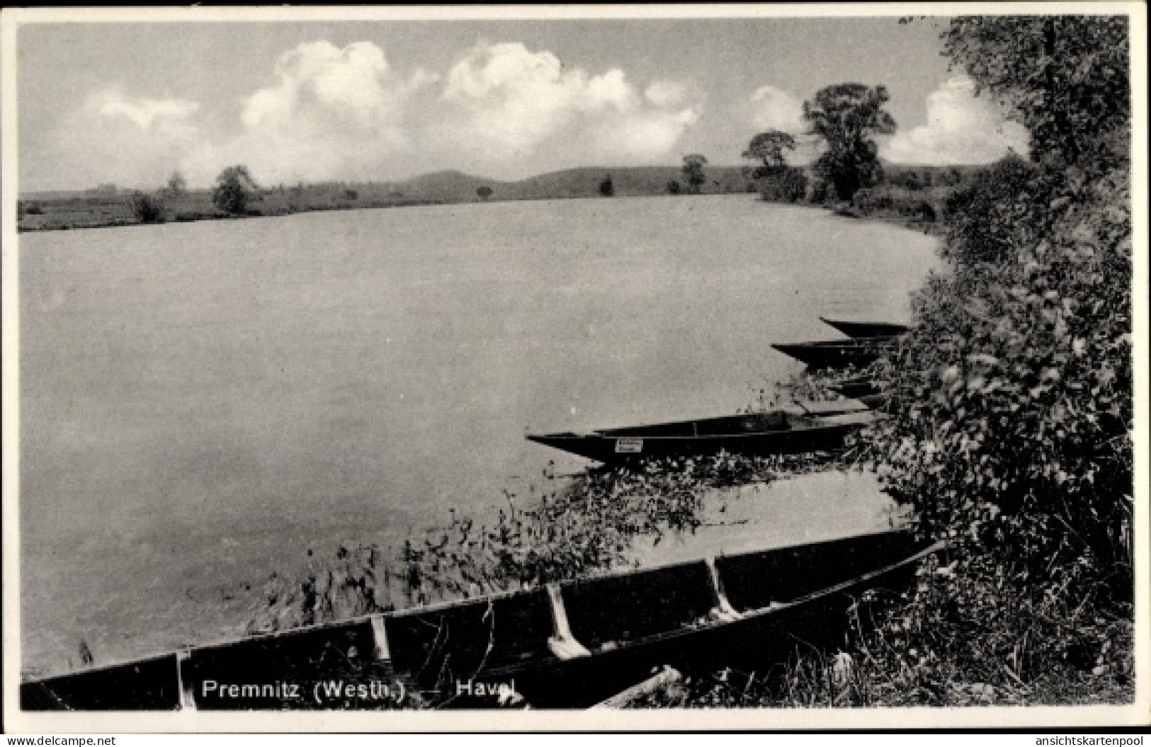 CPA Premnitz im Havelland, Blick auf Havel, Boote, Panorama