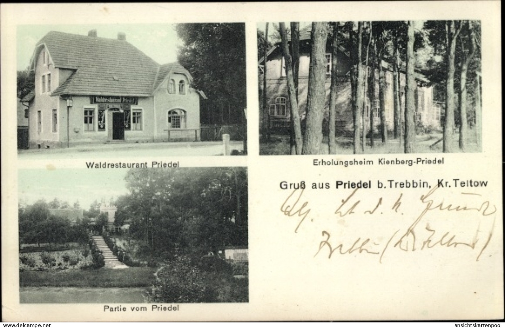 CPA Priedel Trebbin im Kreis Teltow Fläming, Waldrestaurant Priedel, Erholungsheim Kienberg
