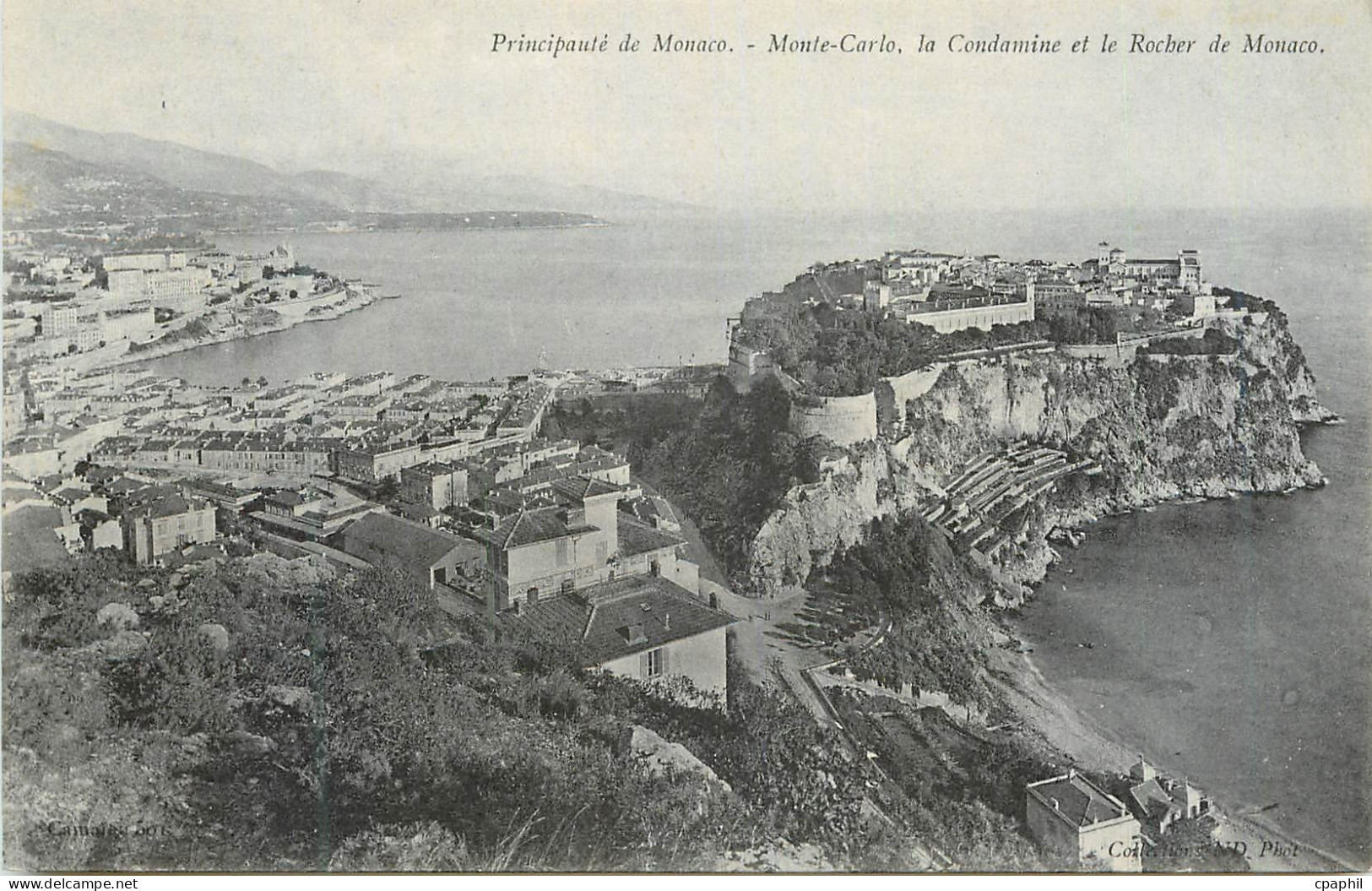 CPA Principauté de Monaco. - Monte-Carlo. la Condamine et le Rocher de Monaco.