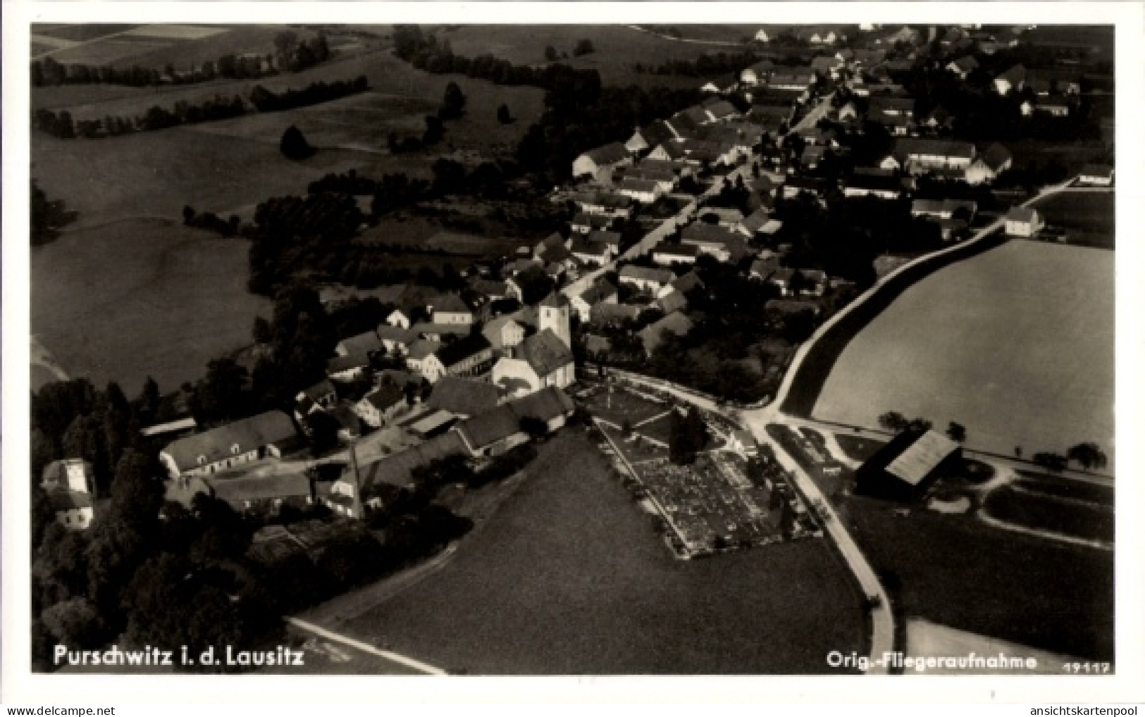 CPA Purschwitz Kubschütz i.d. Lausitz, Fliegeraufnahme