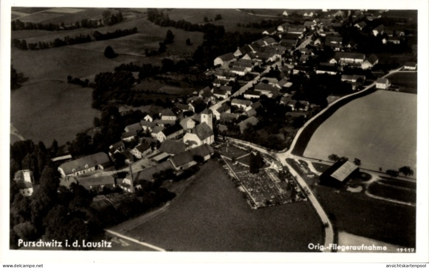 CPA Purschwitz Kubschütz in Sachsen, Luftaufnahme