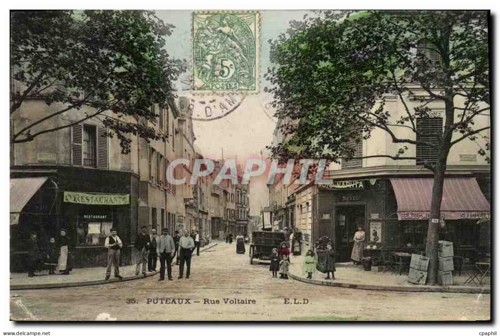 CPA Puteaux Rue Voltaire Restaurant