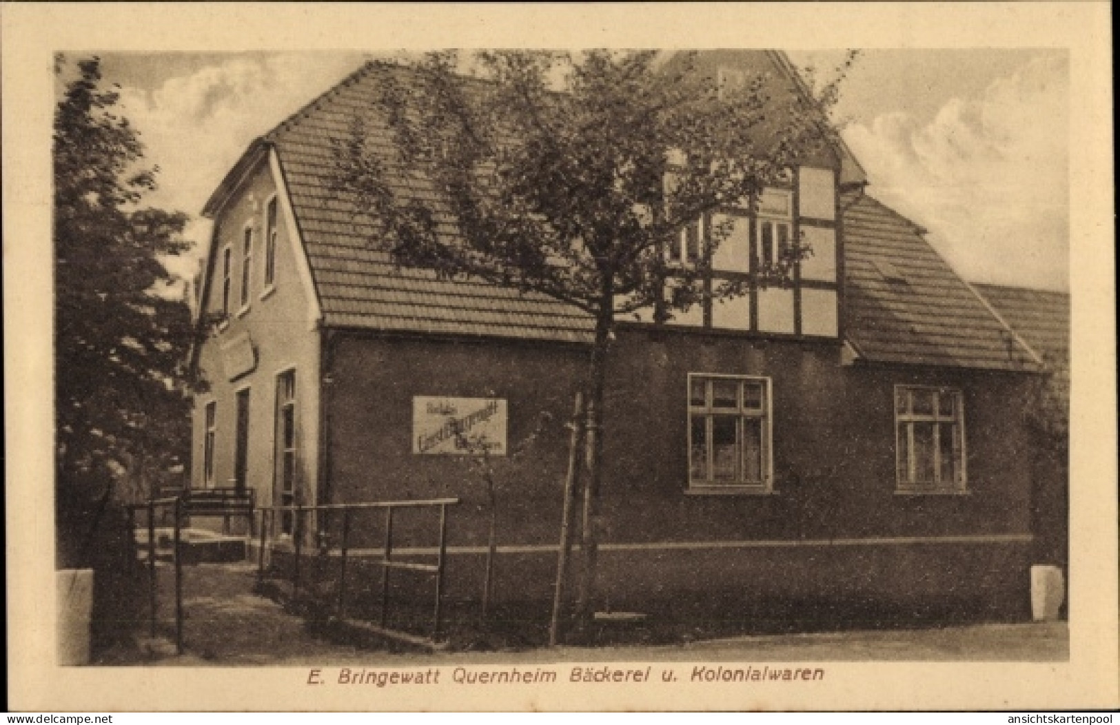 CPA Quernheim Kirchlengern Ostwestfalen, Bäckerei und Kolonialwarenhandlung