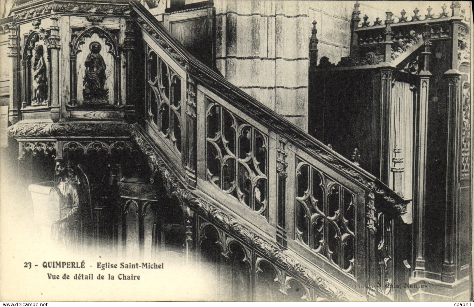 CPA Quimperle Eglise St Michel Vue de Detail de la Chaire