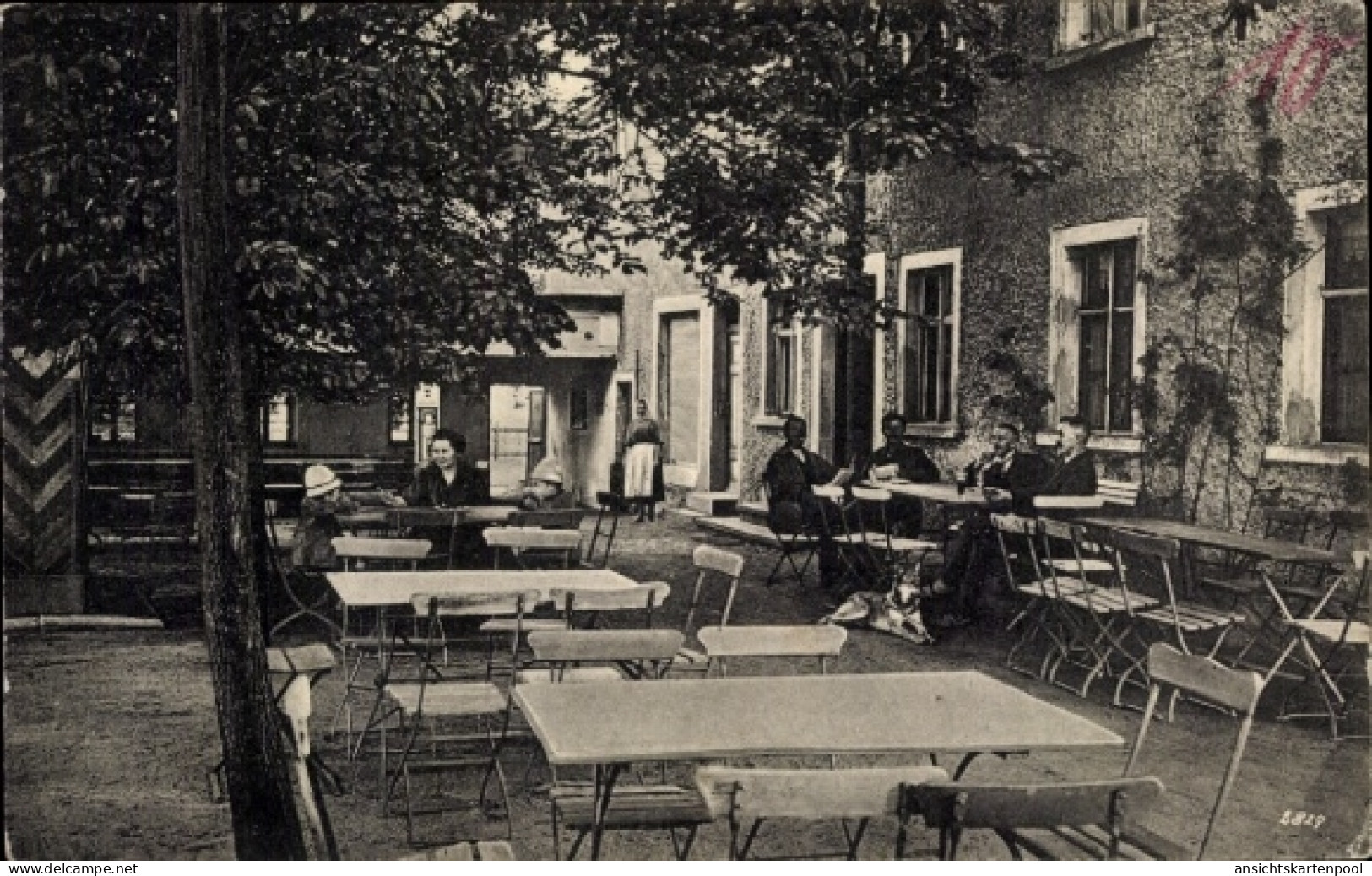CPA Rabitz Kubschütz in Sachsen, Café-Terrasse, alte Männer und Frauen, entspannte Atmosphäre, ...