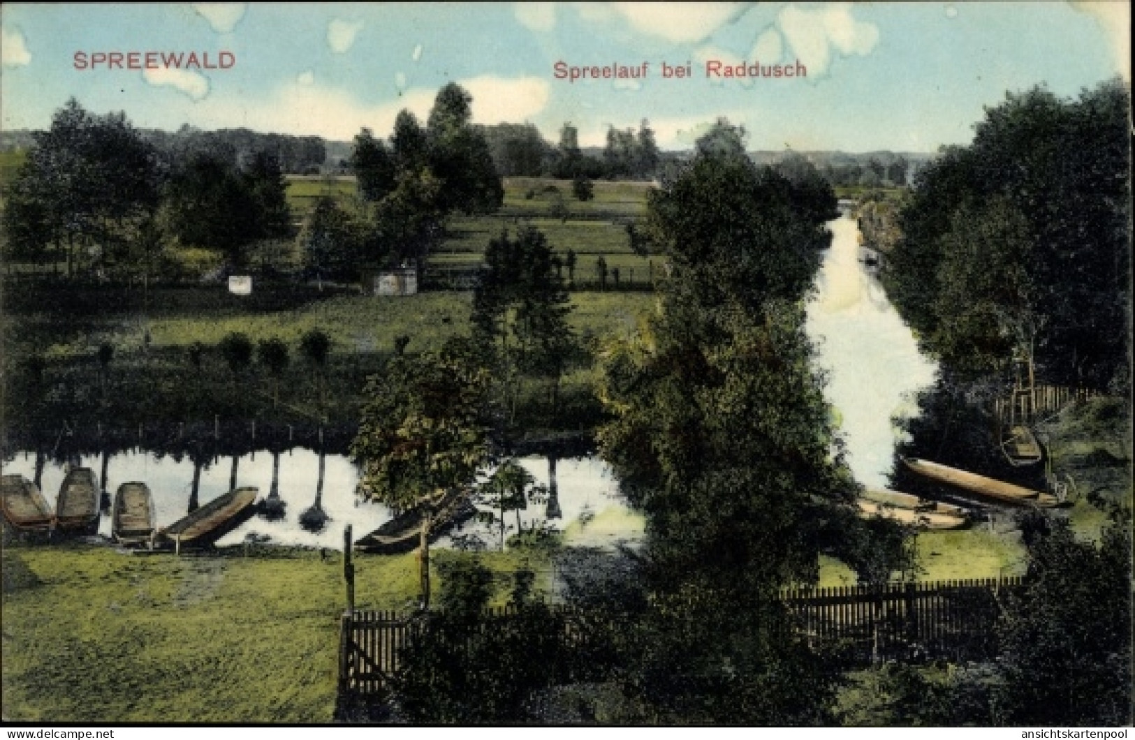 CPA Raddusch Vetschau im Spreewald, Spreelauf und Umgebung