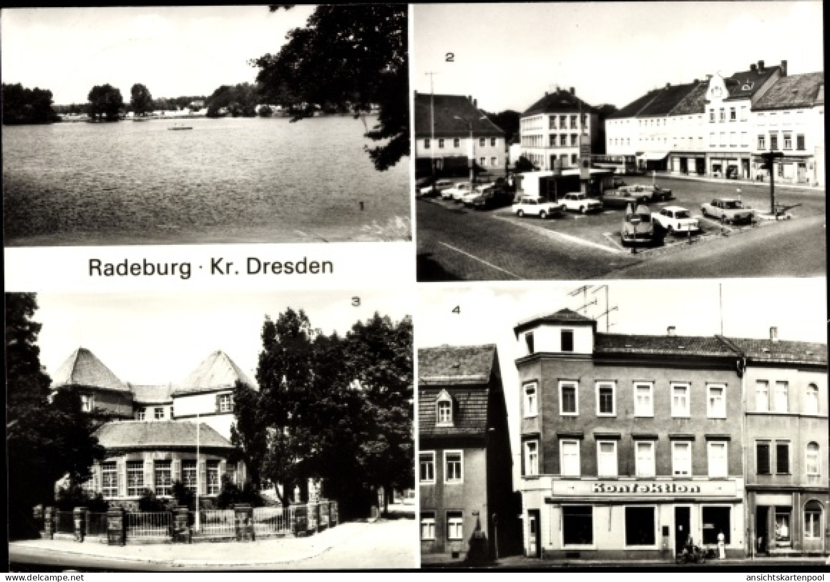 CPA Radeburg Sachsen, Röderstaubecken, Platz 8. Mai, Zillehaus, Betriebsberufsschule VEG Pesterwitz