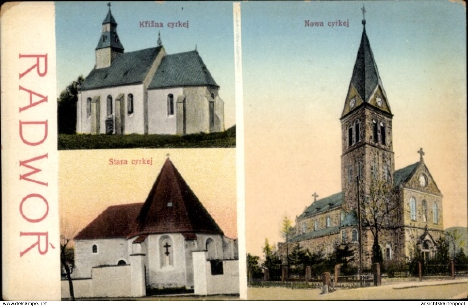 CPA Radwor Radibor in Sachsen, Neue und Alte Kirche, Kreuzkirche