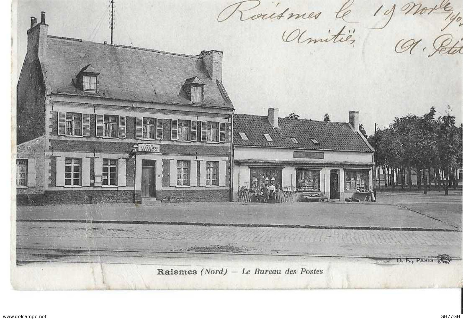 CPA RAISMES BUREAU DES POSTES -obl. RAISMES 1903
