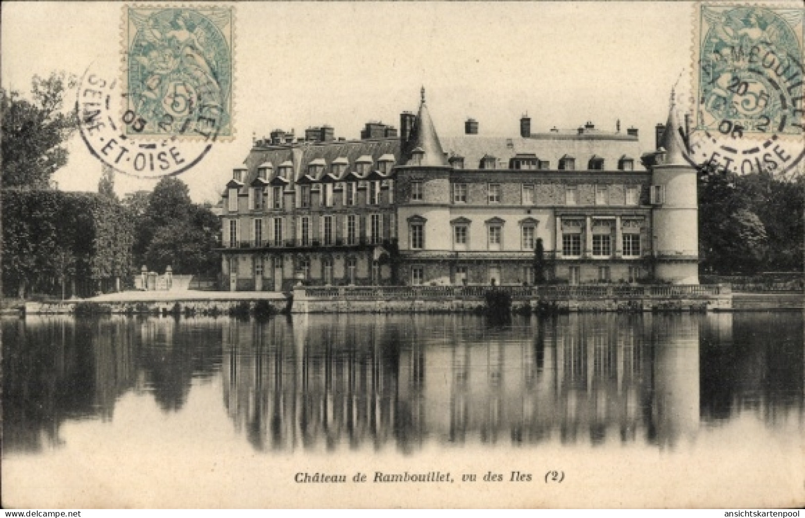 CPA Rambouillet Seine-et-Oise Yvelines, Schloss, vue des Iles
