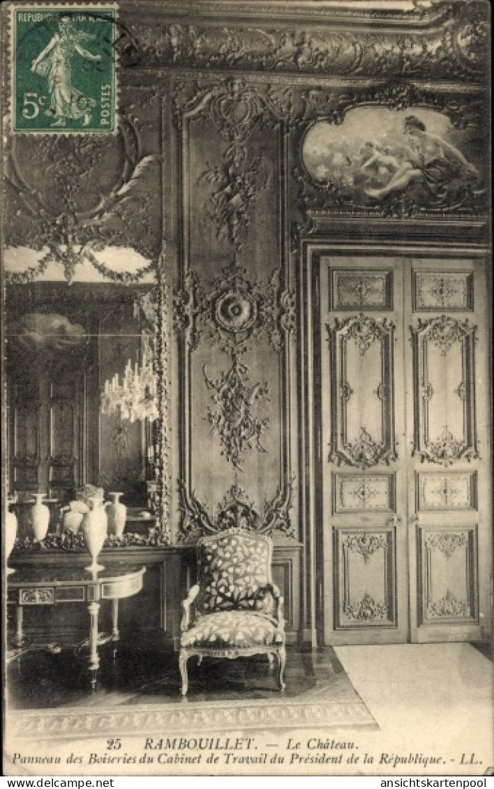 CPA Rambouillet Yvelines, Schloss, Holzverkleidung des Büros des Präsidenten der Republik