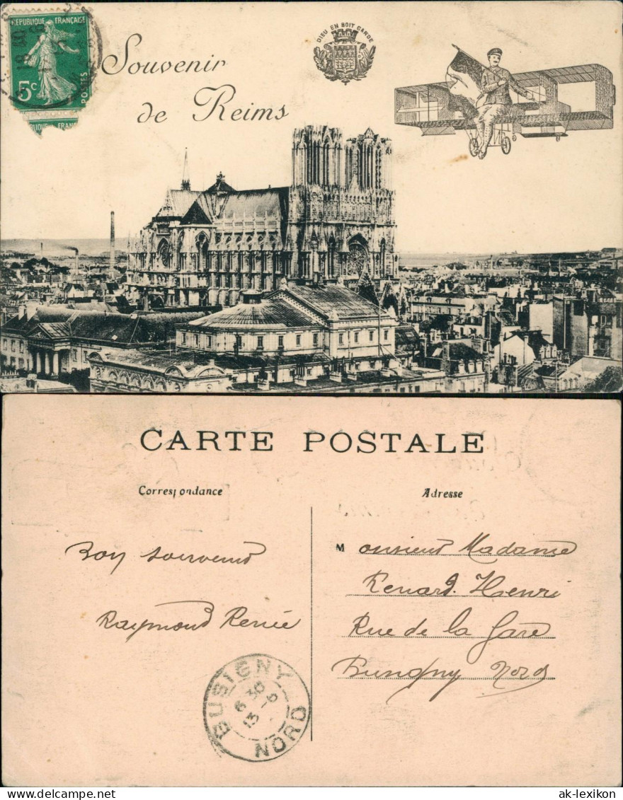 CPA Reims Reims Gesamtansicht mit Kathedrale 1913