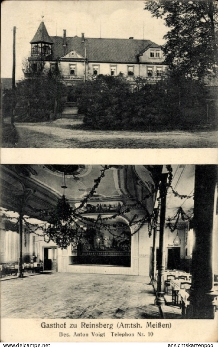 CPA Reinsberg in Sachsen, Gasthof zu Bes. Anton Voigt, Telephon Nr. 10