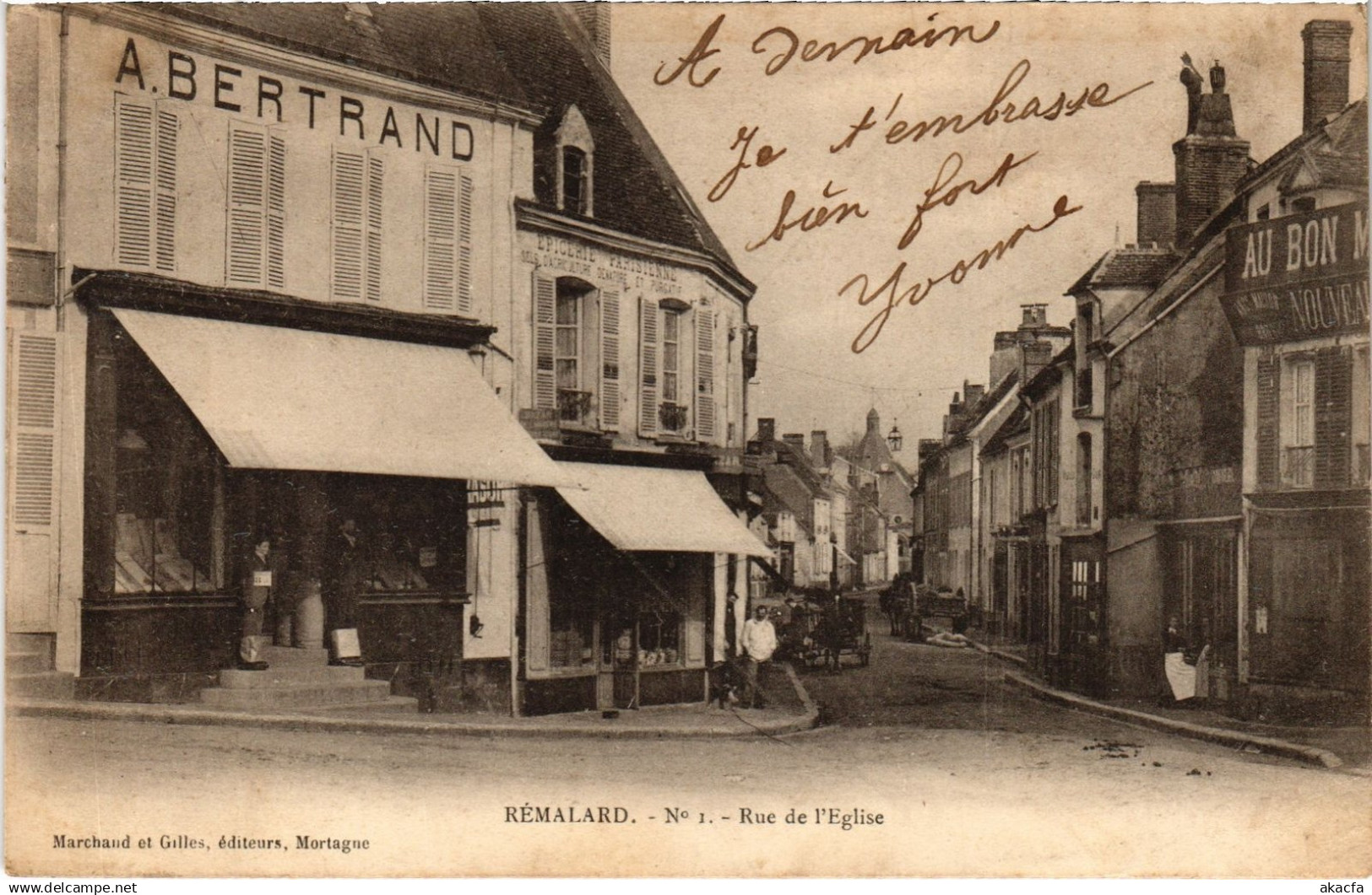 CPA RÉMALARD No.1. Rue de l'Église (868692)