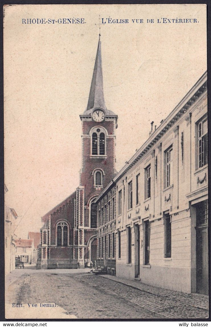 +++ CPA - RHODE ST GENESE - ST GENESIUS RODE - L'Eglise vue de l'extérieur - Couleur 1909  //