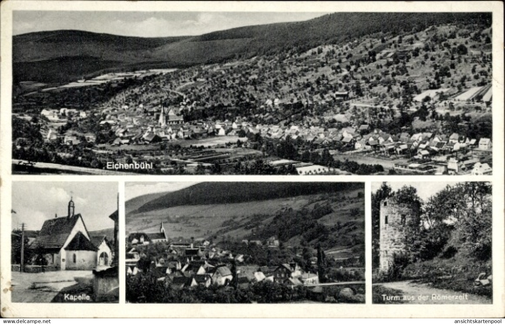 CPA Riedern Eichenbühl in Unterfranken, Gesamtansicht, Kapelle, Turm aus der Römerzeit