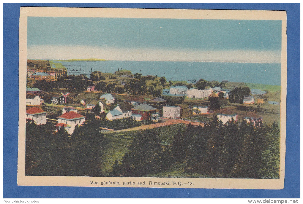 CPA - RIMOUSKI - P.Q. - Vue générale partie Sud - Eglise effacée par le montage des couleur - Effet photographie Rare