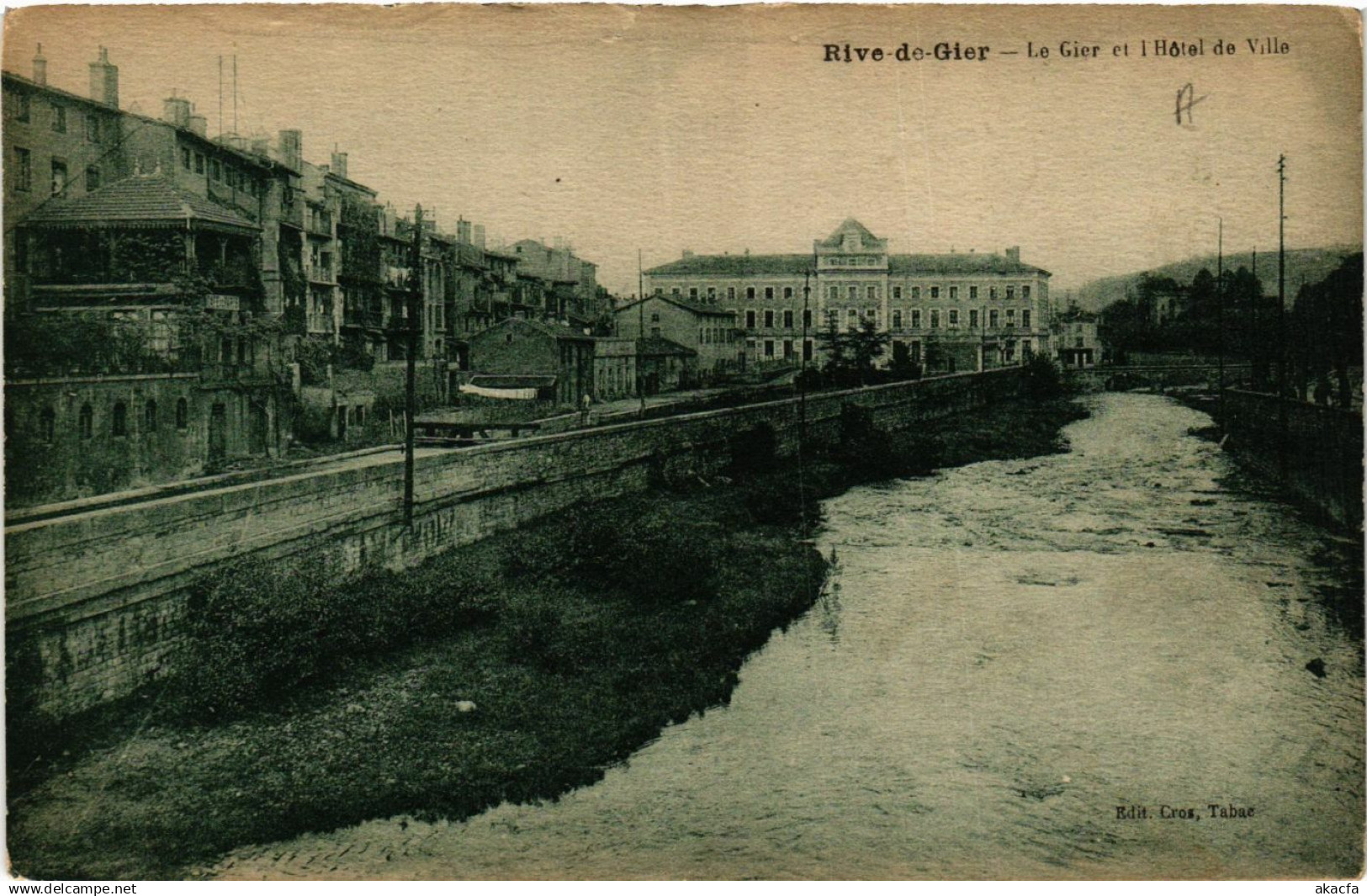 CPA RIVE-de-GIER - La Gier et Hotel de Ville (578682)