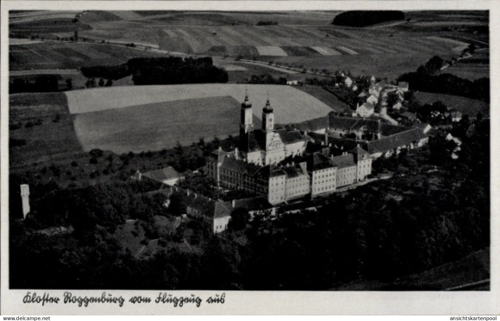CPA Roggenburg Schwaben Bayern, Kloster Roggenburg, Landschaft, Felder