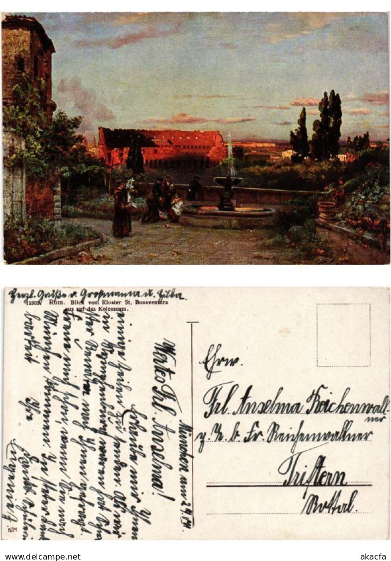 CPA ROMA Blick vom Kloster St Bonaventura aus das Kolosseum ITALY (551387)