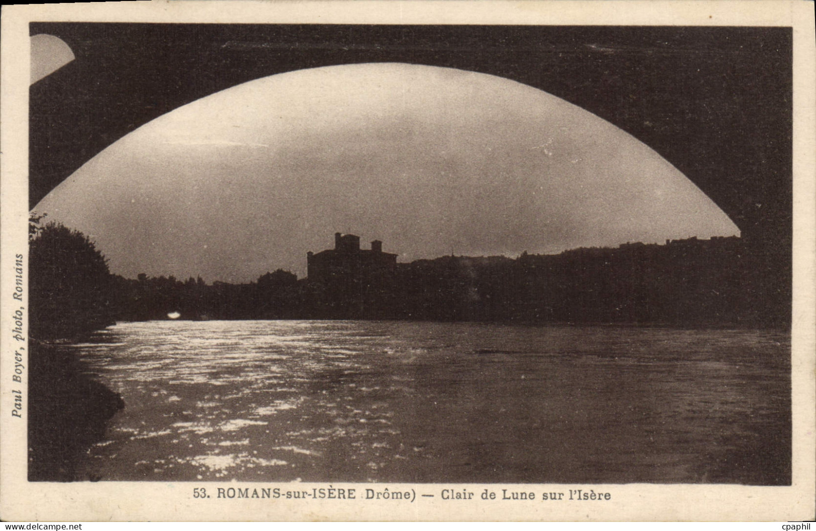 CPA Romans sur Isere Drome Clair de Lune sur L'Isere