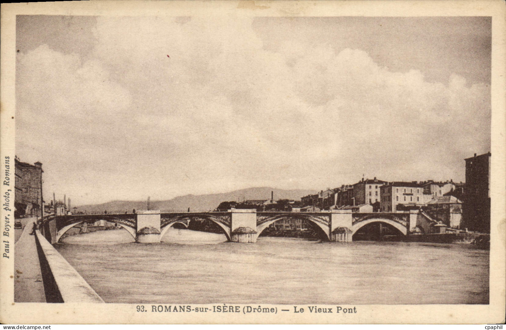CPA romans sur isere drome le vieux pont