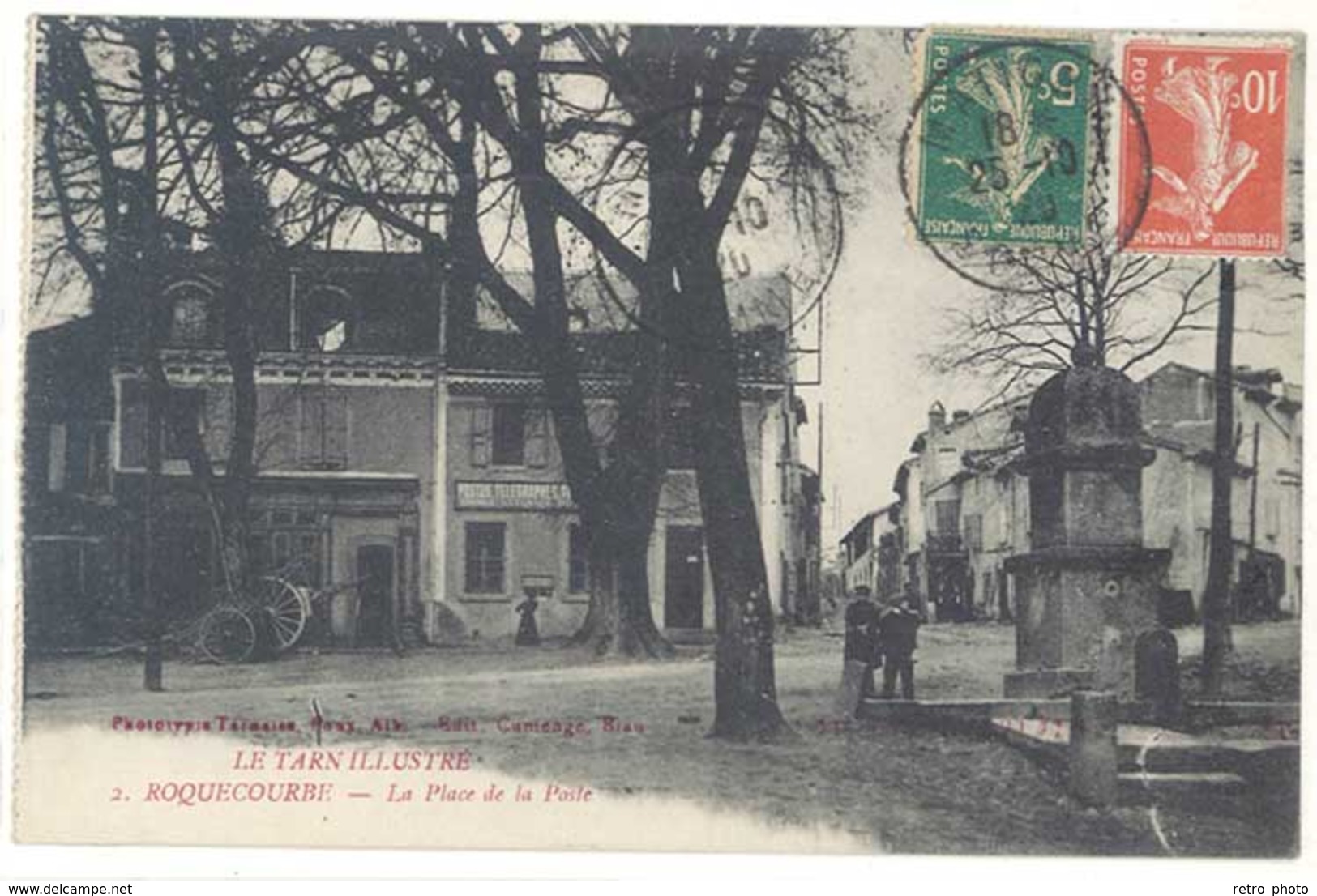 Cpa Roquecourbe - La Place de la Poste