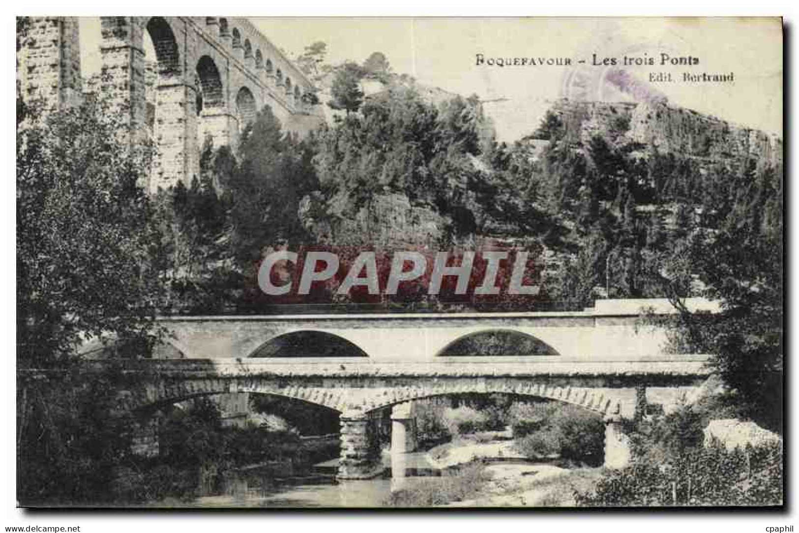 CPA Roquefavour Les trois Ponts