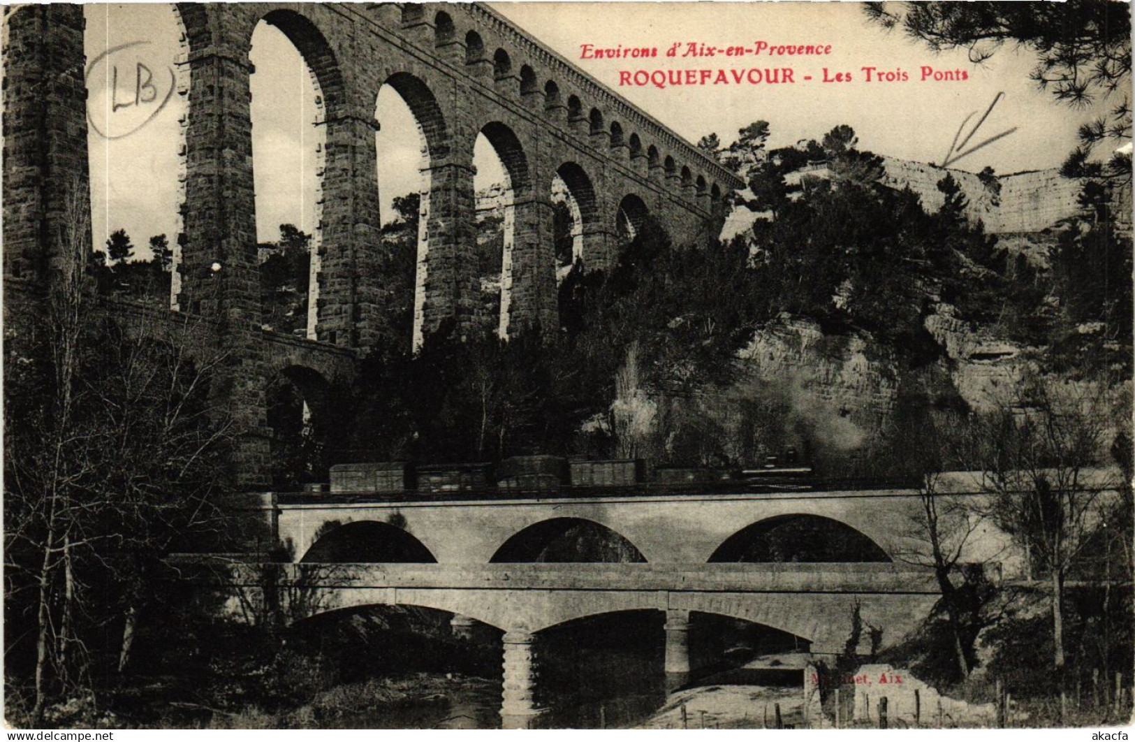 CPA ROQUEFAVOUR Les Trois Ponts (410050)