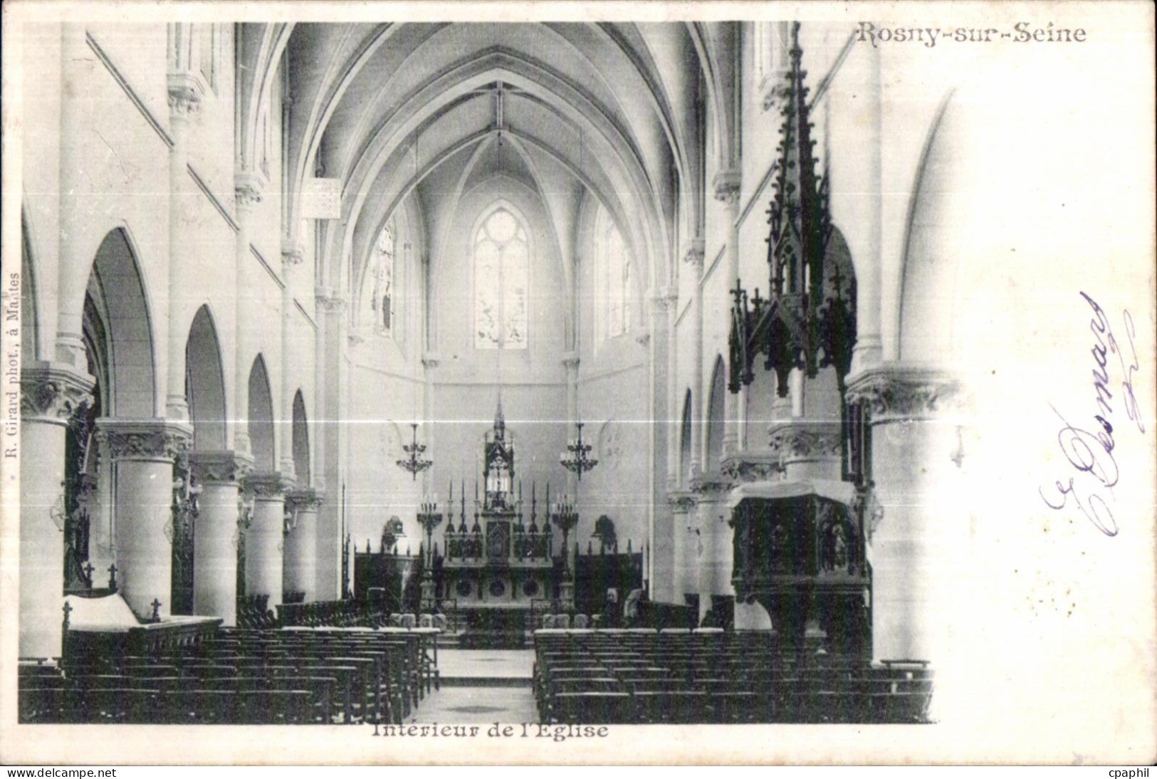 CPA Rosny Sur Seine Interieur de I Eglise