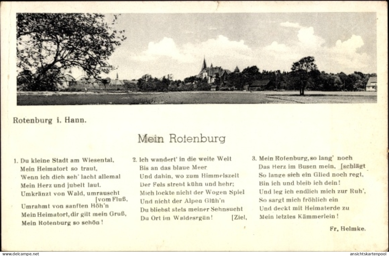 CPA Rotenburg in Hannover Rotenburg an der Wümme, Gedicht Fr. Helmke Mein Rotenburg, Ortsansicht